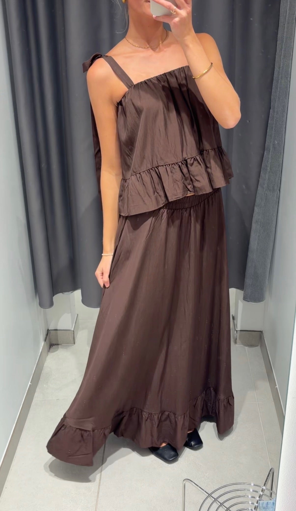 PCJULIA Long Skirt - Hot Fudge